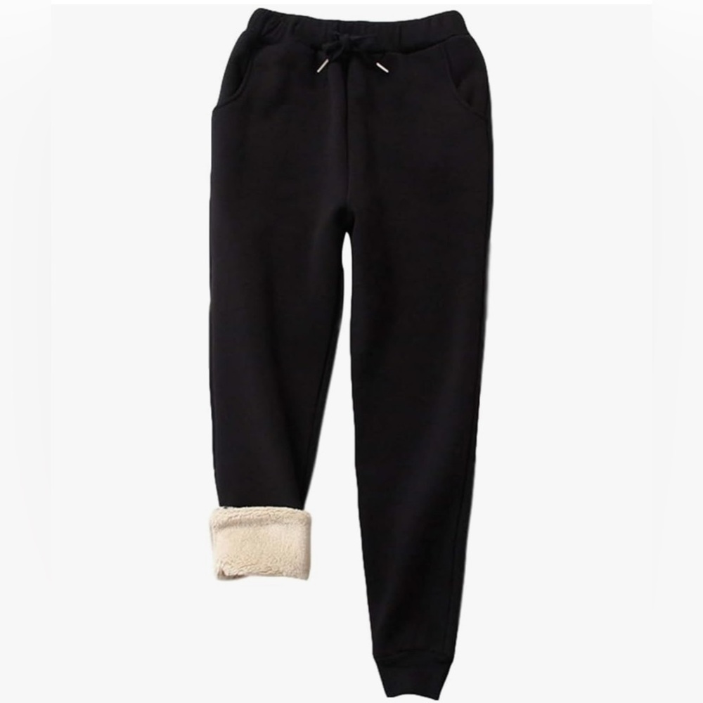 Yeokou Sherpa Lined Athletic Sweatpants Joggers Black XL Comfy Cozy EUC Winter